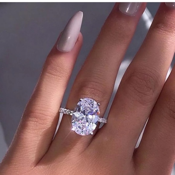 S925 Silver Ring Women White Sapphire Ring - Picture 2 of 5